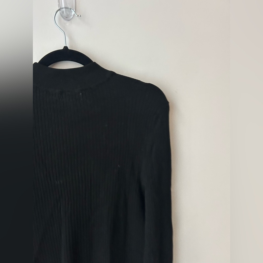 Zara Ribbed Mock Neck Sweater Black | Minimalist Slim Fit Long Sleeve Men M - Picture 8 of 8